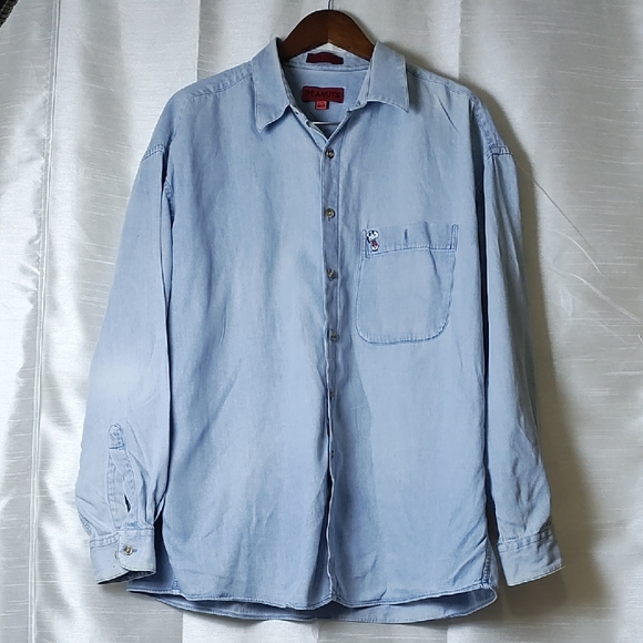 Peanuts Blue Casual Button Down Shirt with‎ Relaxed Fit - Picture 1 of 14